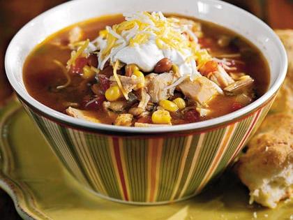 Fiesta Turkey Soup With Green Chile Biscuits