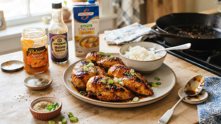 Apricot‑hoisin glazed chicken that tastes like comfort and looks straight out of a real kitchen. Sliced, juicy, and coated in that glossy sweet‑savory glaze — the kind that makes you pause mid‑cook just to admire it. #ChineseStyleChicken #GlazedChicken #ApricotHoisin #HomeCooked #FoodBloggers #KitchenInTheMoment #HoisinSauce #ApricotGlaze #ChickenBreasts #FoodPhotography #BrightFoodStyle #RealKitchenVibes