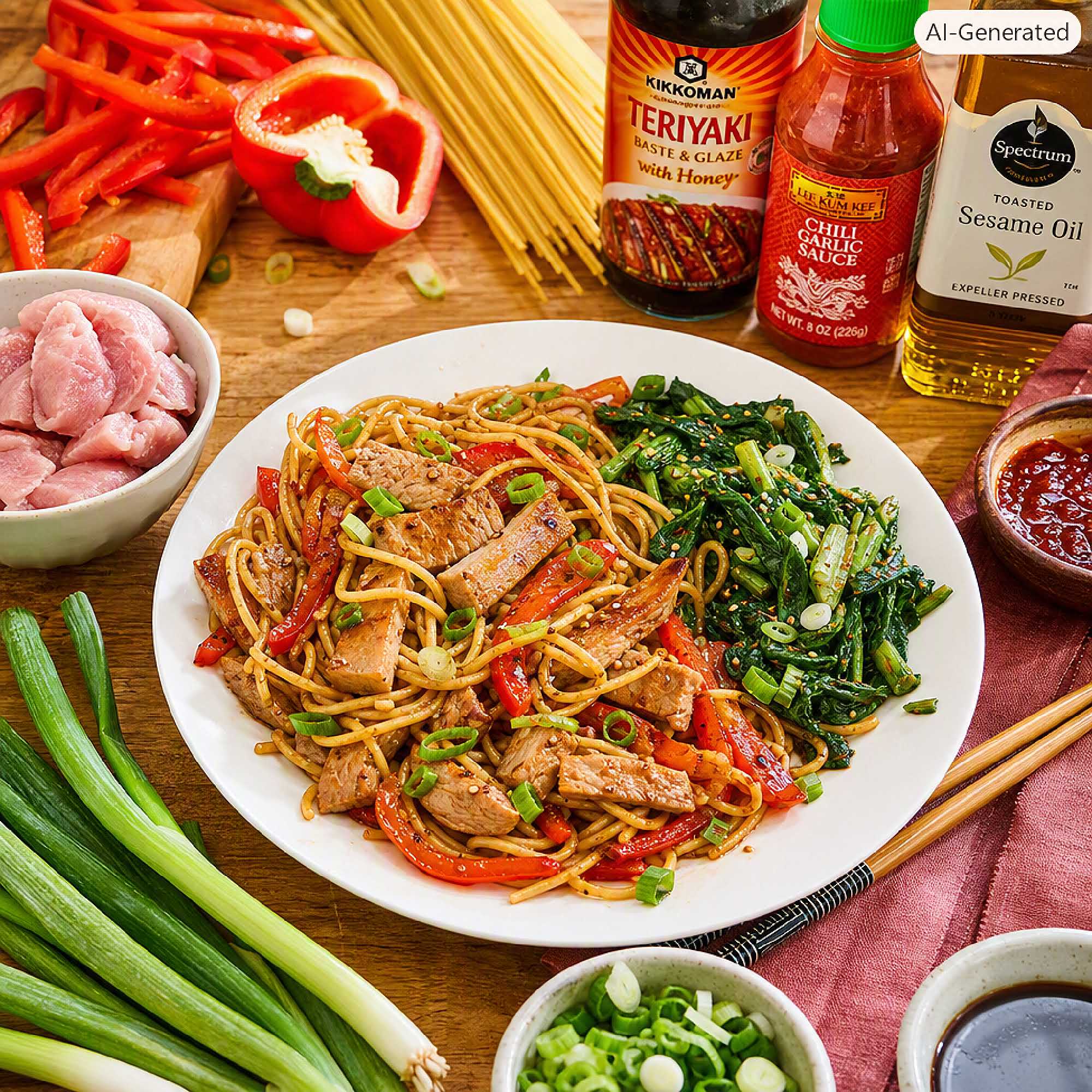 Bright and flavorful Teriyaki Pork and Vegetables with Noodles — tender pork strips, crisp peppers, and spicy‑sweet teriyaki sauce in a vibrant, home‑cooked dish perfect for food blogs.