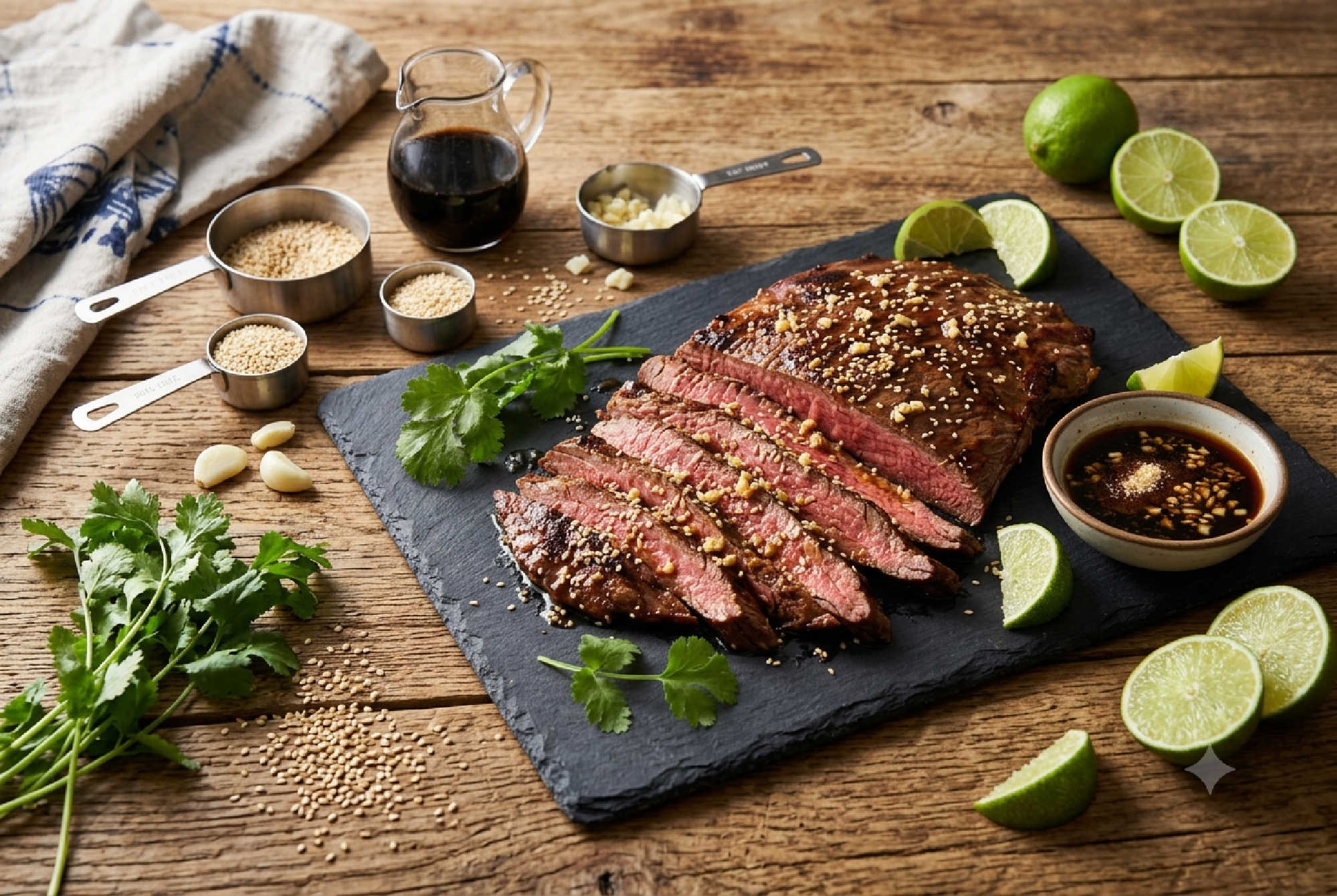 Tender, flavorful Asian Flank Steak marinated in soy, garlic, and sesame for a healthy, Cooking Light–inspired dinner. Perfect for easy weeknight meals — fresh, bold, and ready in minutes.