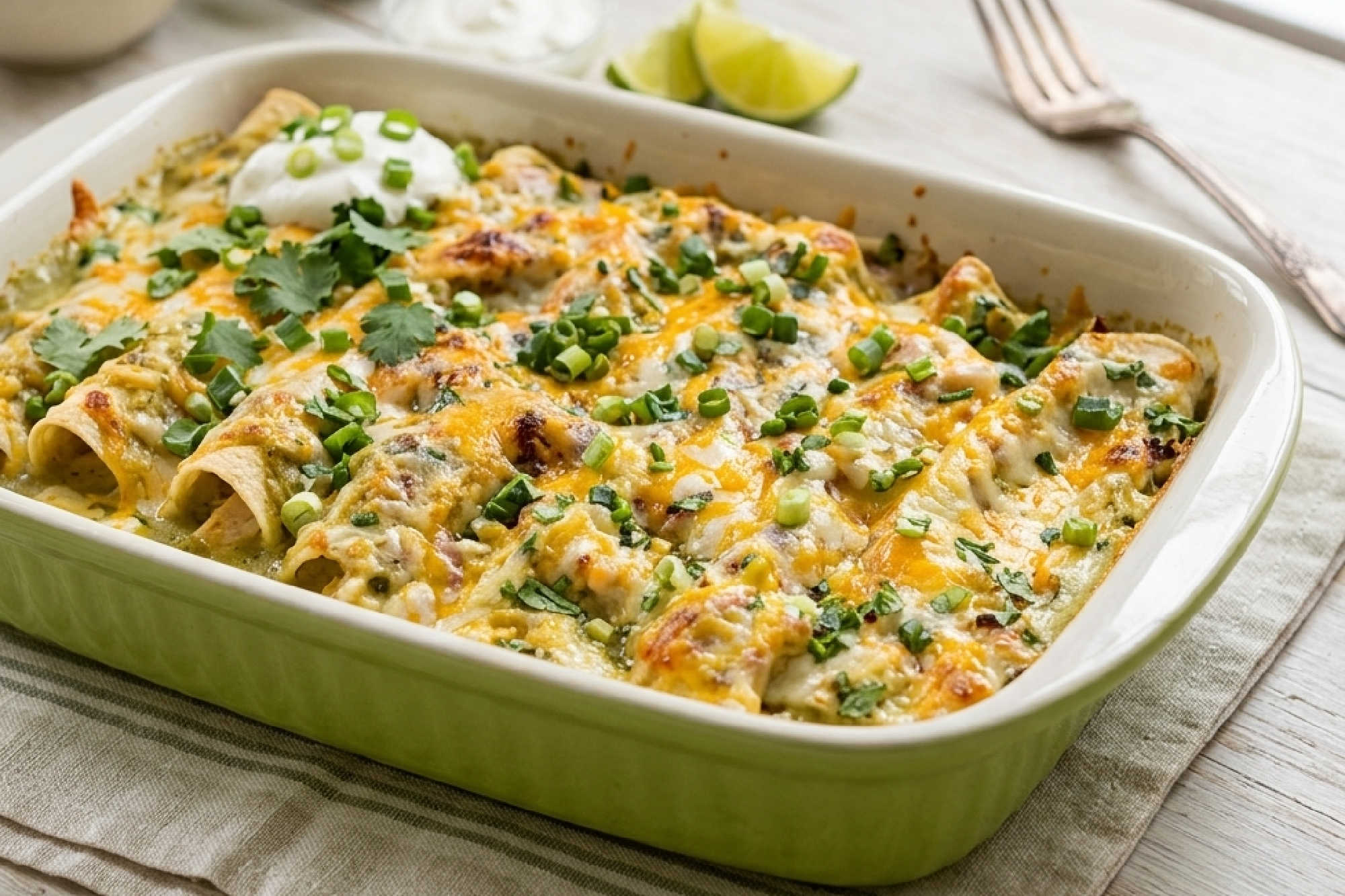 Golden, bubbly Cheesy Chicken Enchiladas fresh out of the kitchen! 🌯🔥 Soft tortillas stuffed with savory shredded protein and smothered in gooey, melted goodness. The absolute king of quick comfort food. #EnchiladaNight #FamilyDinners #MeltedCheese #EasyRecipes #ComfortFoodie #HomeBaking #MexicanFlavor #WeeknightFeast #CozyEats