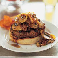 Open-Faced Burgers with Onion-Mushroom Topping