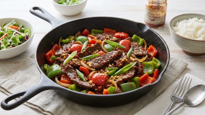 Craving takeout? Try this healthy, homemade Spicy Beef and Bell Pepper Stir-Fry recipe from Cooking Light. Quick, easy, and perfectly spiced for busy weeknights!