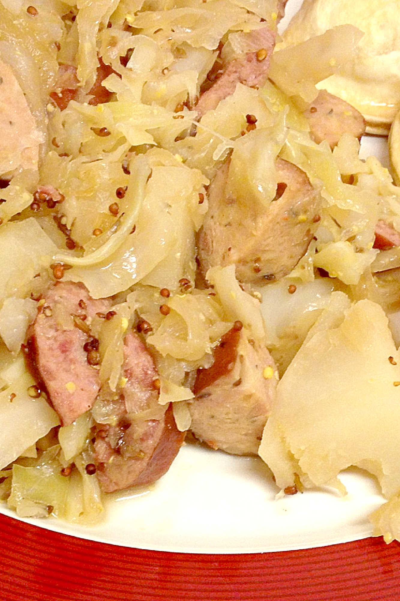 Nothing warms up a cool evening like a hearty plate of Beer Braised Sausage and Kraut. Savory sausage is slowly cooked with tangy sauerkraut and rich beer for a comforting meal that's perfect for any night of the week. #BeerBraisedSausage #KrautLovers #CraftBeerFoodie #HomemadeEats #FermentationNation #BraisedSausage #KrautLoversUnite #CraftBeerFood #SausageAndBeer #SlowCookedSausage