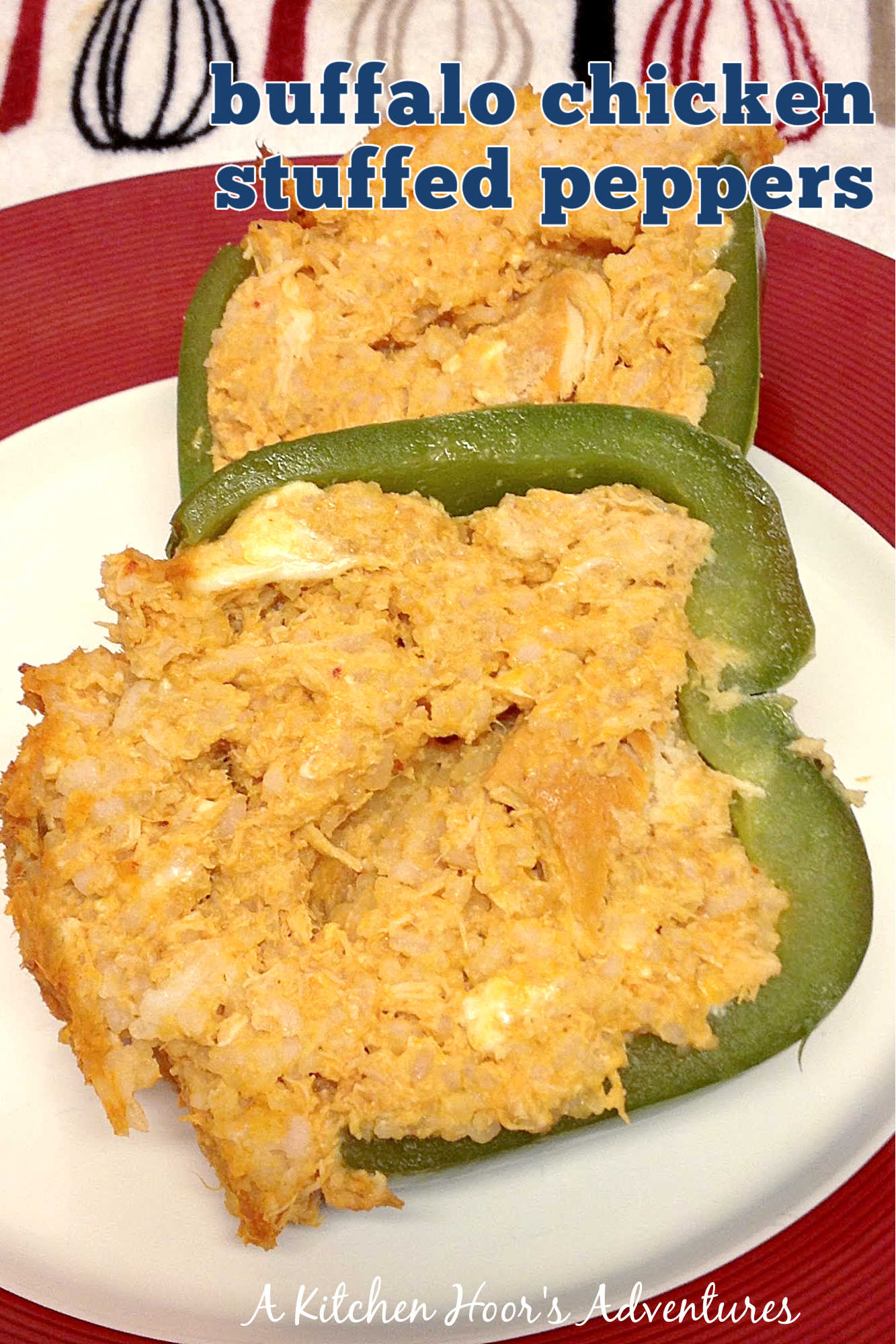 Buffalo Chicken Stuffed Peppers #BuffaloChickenLovers #HealthyEatsDaily #PepperRecipeInspo #LowCarbDinnerIdeas #GameDayGrubGoals
