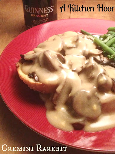 Mushrooms, cheese, beer, and toast! What's not to love about this meat free Cremini Rarebit?
