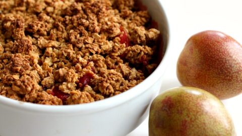 Sweet and tart, the season’s best Pluots (part plum, part apricot) are perfectly topped with granola for a comforting crisp.