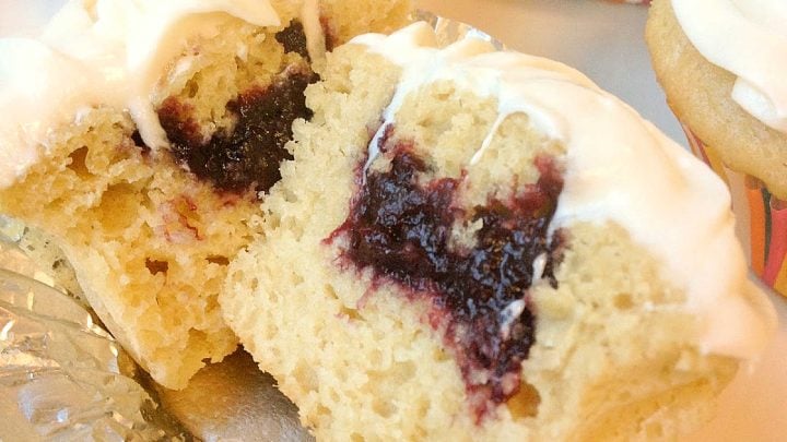 Vanilla Cupcakes with Blackberry Curd