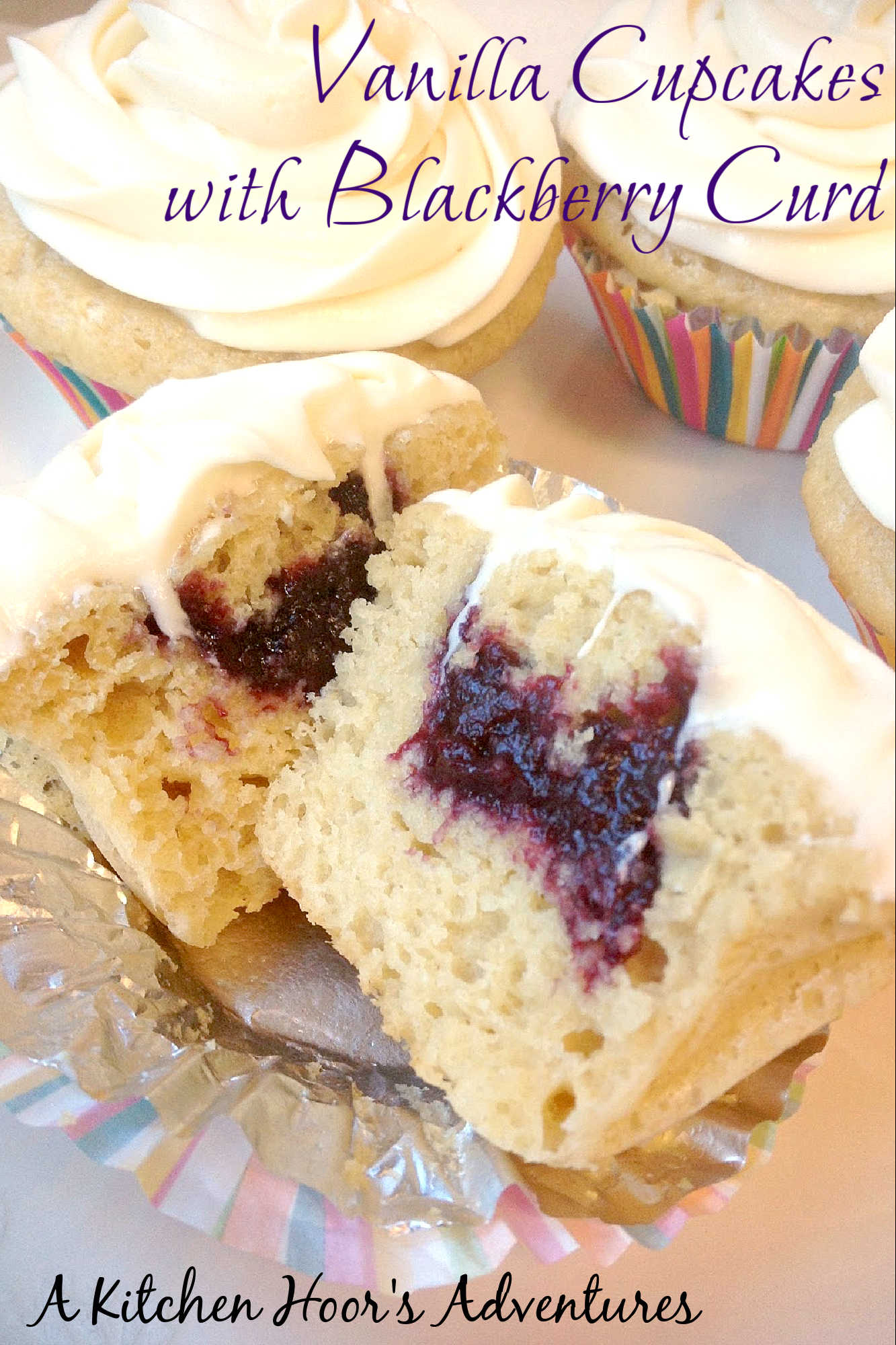 These vanilla cupcakes pair a sweet base filled with a swirl of blackberry curd and topped with a fluffy marshmallow buttercream. The perfect treat for fans of flavor variety. #CupcakeCreations #BlackberryDelight #MarshmallowMadness #DessertLoversUnite #BakedWithLove