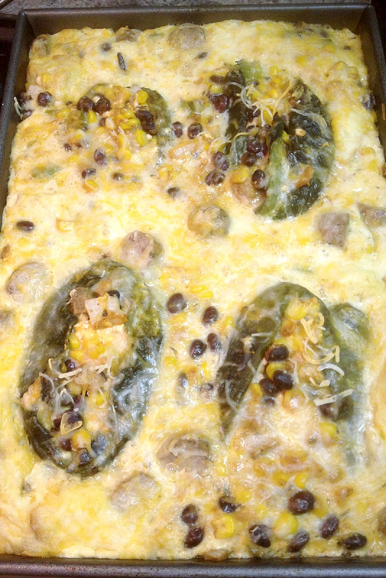 Life is like Chiles Rellenos Strata - all the spicy, cheesy goodness layered to make the perfect bite! Start your day with a slice of Mexico on your plate.  #GoodMorning #Foodie #ChilesRellenos #MexicanBrunch #BreakfastCasserole #VegetarianBites #FoodieFiesta