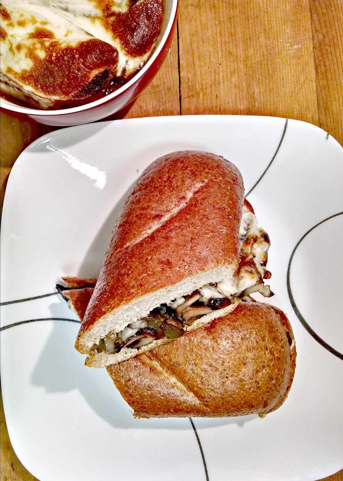 A Kitchen Hoor | Portobello Cheese Steak Sandwiches for #MeatlessMonday @flowerfroggirl