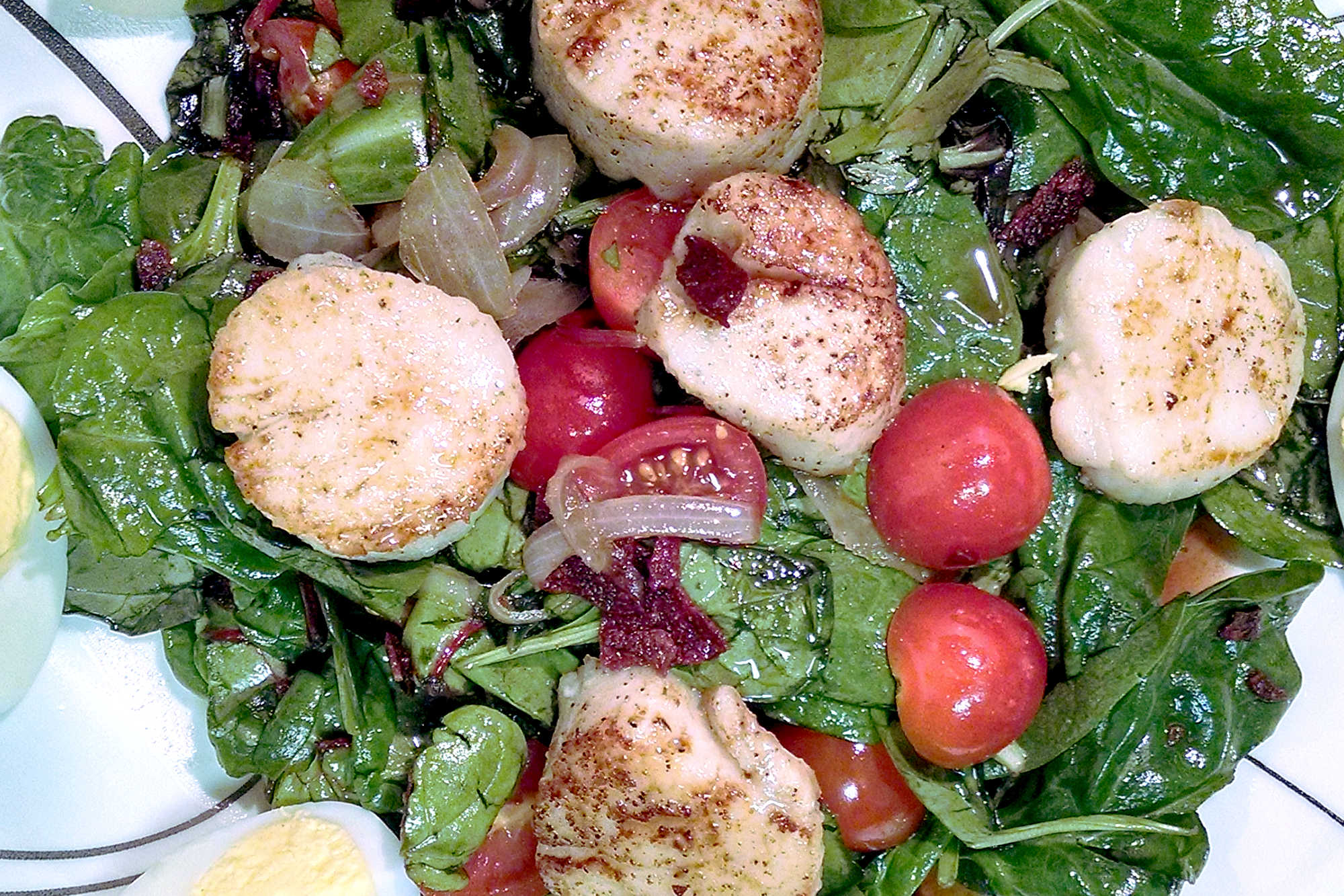 Forget boring old salads, it's time to level up with this BLTS Salad.  Made with bacon, lettuce, tomato, and scallops it's sure to be a crowd-pleaser! #BaconLoversDelight #SaladGoals #FreshFromTheSea #TastetheOcean #FarmtoTableFridays #BLTScallopSalad  #saladseries #FoodieFaves #SummerSalads #HealthyEats #SeafoodSensation #BaconLoversUnite #SavorySummer #Saladstagram #InstaSaladShare 