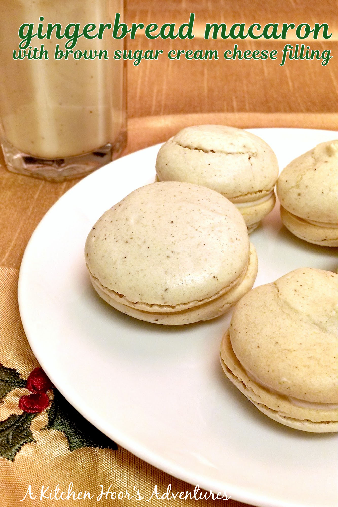 These are spicy goodness with some nice sweet and tart cream cheese filling.  Gingerbread Macaron with Brown Sugar Cream Cheese Filling are perfect for holiday baking. #GingerbreadCravings #MacaronMania #FestiveFilling #CreamyDelights #HolidayTreats
