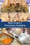 Tired of the same old holiday desserts? Try Mum Lowe's Christmas Pudding, an English inpsired steamed pudding. Filled with delicious fruit, raisins, and spices it was always on our holiday table and once you try this recipe it will be on yours, too! #ChristmasPuddingRecipe #FamilyRecipes #HolidayBaking #TraditionalDesserts #EasyHolidayCooking #Christmas #DessertIdeas #ChristmasTraditions #HolidayCooking #HolidaySweets #FestiveFlavors
