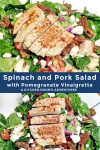 Switch up your salad game and make Spinach Salad with Pork. It is the perfect combo of moist and delicious pork, leafy greens, and pomegranate vinaigrette. #porkloversparadise #healthygreensalad #spinachobsession #eatyourgreens #foodforfuel #SpinachSensation #HealthyEatsDaily #SaladLoversUnite #LeafyGreens #SpinachSalad #Pork #Delicious #HealthyEating #PorkSalad #Yum #HealthyEats #Spinach #PorkPower