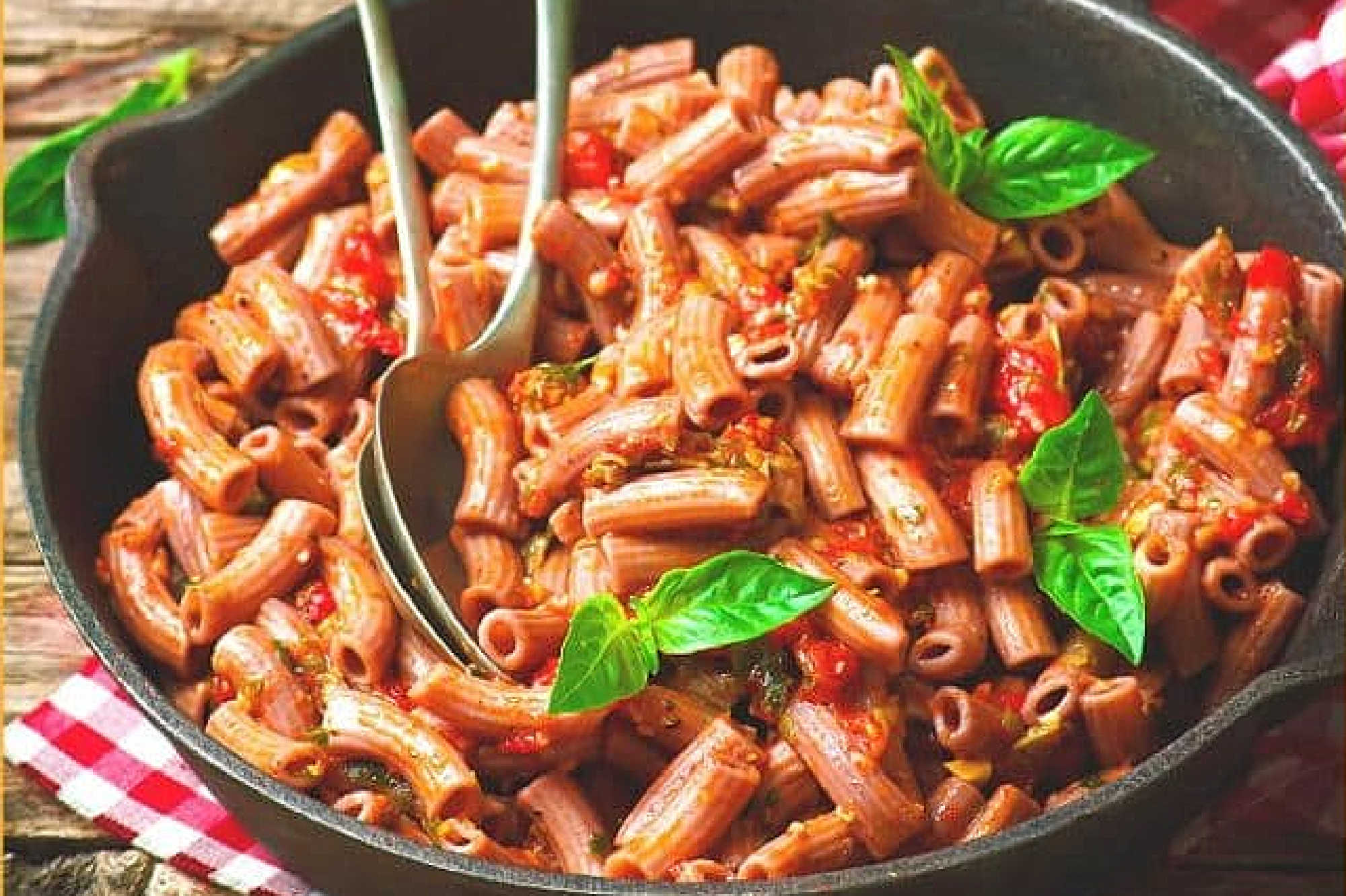 Pasta alla Vodka is a spicy creamy pasta sauce that comes together in minutes making it great for a summer week night. Toss in some leftover chicken or shrimp or tofu and for extra protein, if desired