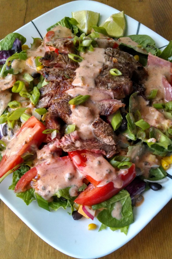 Tex-Mex Steak Salad with Chipotle Ranch Dressing