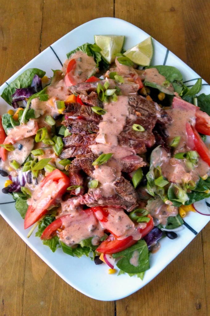 Tex-Mex Steak Salad with Chipotle Ranch Dressing