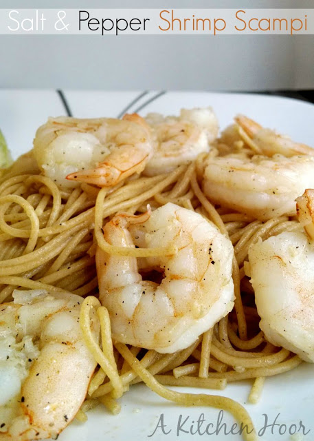 Asian style salt and pepper shrimp is tossed, scampi style, with pasta. A mashup of Italian and Asian cuisines makes for a delicious Salt and Pepper Shrimp Scampi.