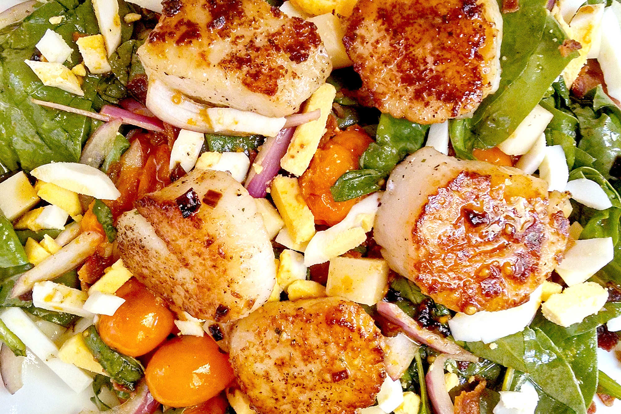 Upgrade your routine with Blistered Tomato Salad with Pan Seared Scallops. This quick, restaurant-worthy dish fits easily into busy lifestyles while offering bright and satisfying flavors.  #saladlove #scallopsfordays #foodiefinds #summerfood #seafoodlovers #saladgoals #TomatoSaladGoals #SeafoodLoverEats #ScallopsandGreens #HealthyFoodieFinds #SummerSaladCravings