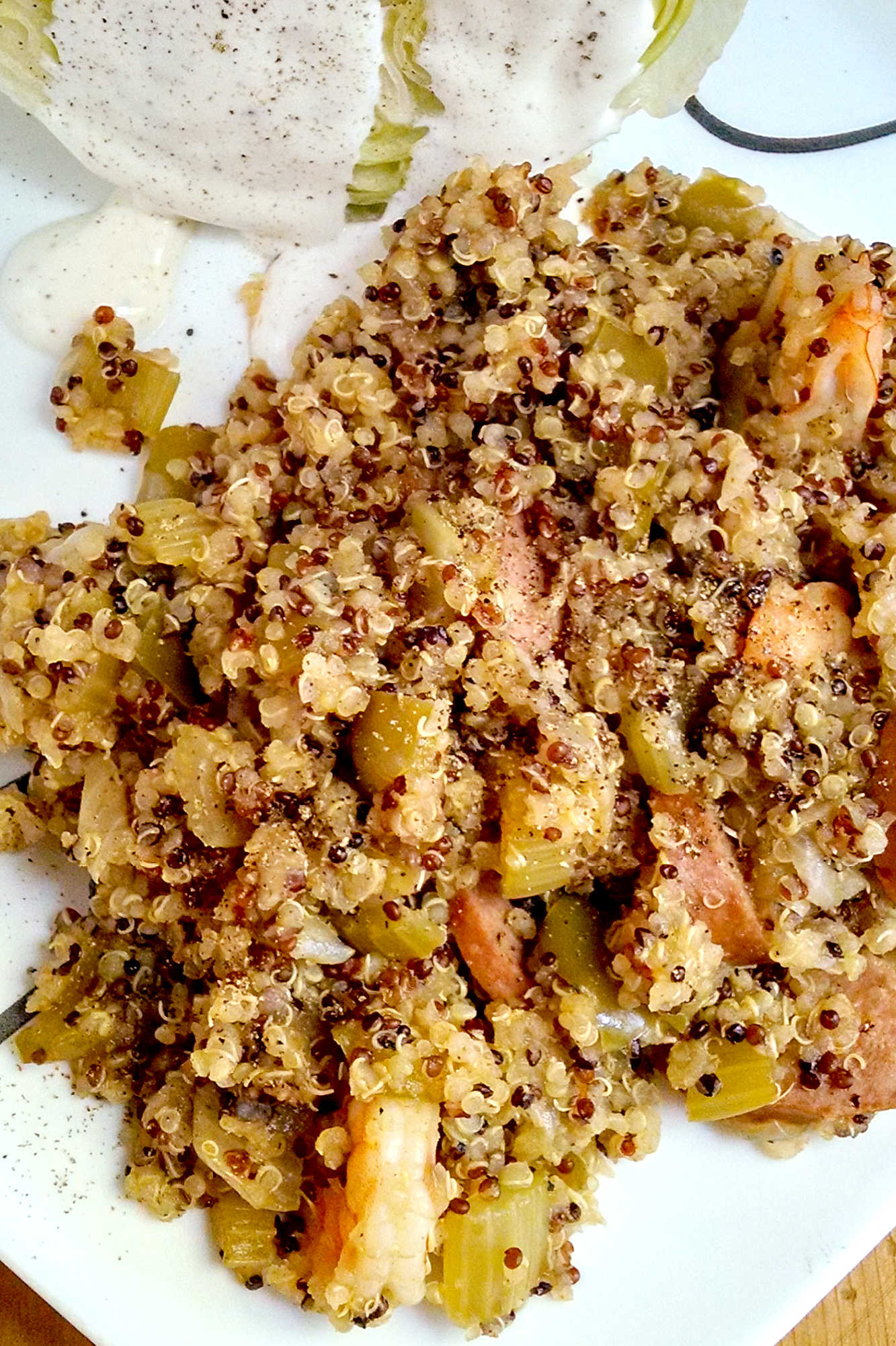 Spice up your dinner routine with this mouth-watering quick and easy Quinoa Jambalaya.  It's a fusion of Cajun and healthy eats. Ready in 30 minutes or less. #QuinoaJambalaya #HealthyEatingMadeEasy #OnePotMeal #PlantBasedRecipes #30MinuteMeals #onepotmeal #weeknightdinner #eatclean