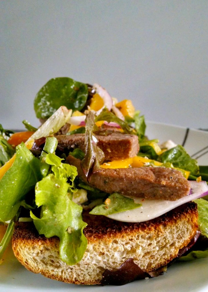 A Kitchen Hoors Adventures | Greek Steak Salad French Bread Pizza