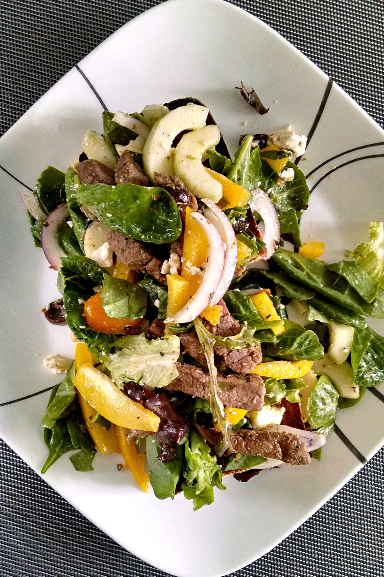 Elevate your pizza game with our Greek Steak Salad French Bread Pizza! Juicy steak, tangy feta, and crisp veggies on a golden crust. Who needs a salad on the side? #spicyfoodlovers #asiancuisine #porkstirfry #homecookingadventures #flavorfuldelights #PizzaLovers #GreekFlavors #Foodie #BestOfBothWorlds #PizzaAndSalad #PizzaParty #HealthyEating #MediterraneanDelight #GreekSteakSalad #FoodieFaves #PizzaPerfection #MediterraneanEats #FrenchBreadLove