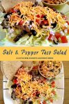 Why settle for plain old salad when you can have a mouthwatering Salt And Pepper Steak Taco Salad? Take your taste buds on a journey with this Asian-inspired taco salad. #SaltPepperSteak #TacoSalad #Foodie #SteakLovers #HealthyEating #DinnerInspo #TacoTuesday #AsianFlavorsInEveryBite #SaltAndPepperTacoSalad #AsianFoodiesUnite #TacoTuesdayDoneRight #EastMeetsWestCuisine #Savory #TexMex #HealthyRecipes #Steak