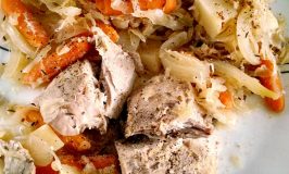 This delicious and hearty Alsatian Slow Cooker Pork Dinner is simmered in the slow cooker; melding all the flavors into an amazing and easy meal.