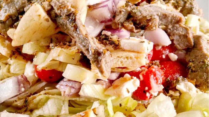 Spice up your salad game with a Pita Panzanella Salad with Steak! Juicy steak, fresh veggies, and a tangy dressing make for a mouthwatering meal. #PitaPanzanellaSalad #SteakSalad #HealthyEats #FoodieFavorites #CarnivoreCravings #SaladGoals #PitaPanzanella #SteakLovers #SaladLovers #MediterraneanEats #ForkAndKnifeDiaries