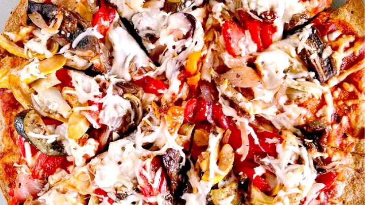 Elevate your pizza game with a delicious and nutritious twist! Try this Roasted Vegetable Pizza provides the best of both worlds with a variety of roasted veggies on a crispy crust. #balancedeating #veggiepizza #yum #homemadepizza #RoastedVeggiePizza #VegetarianPizza #HomemadePizzaNight #PizzaLoversUnite #PizzaGoals