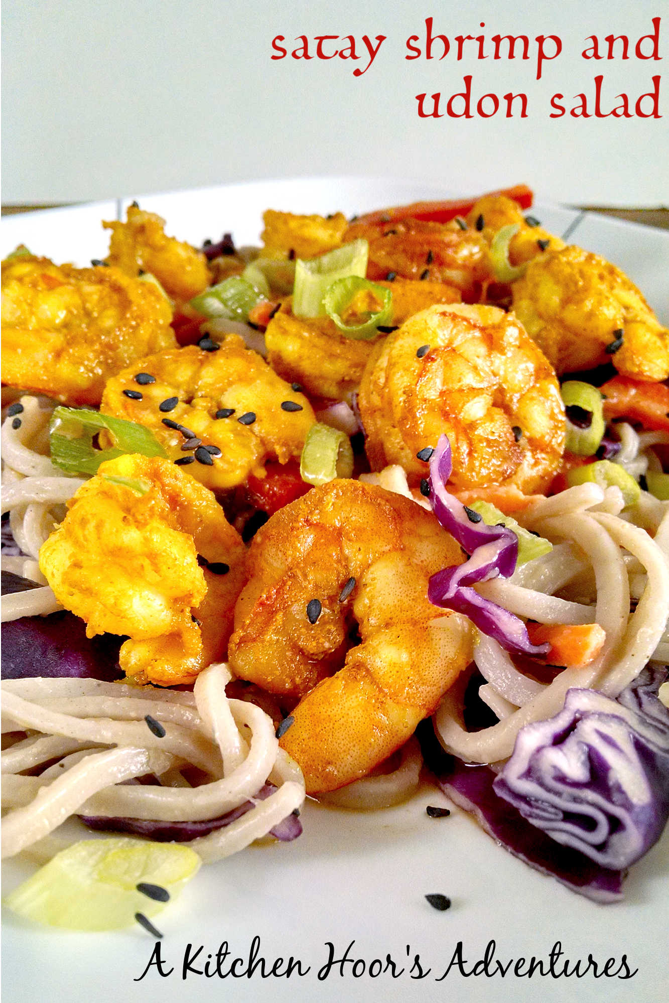 Try out this Satay Shrimp and Udon Salad and satisfy all your cravings in one bite! Give your taste buds a treat with this perfect combination of flavors! #AsianCuisineDelights #SeafoodSaladCravings #NoodleLoversDream #SizzlingSatayFlavors #HealthyEatingGoals #UdonSalad #SatayShrimp #WokAndRoll #SeafoodLover