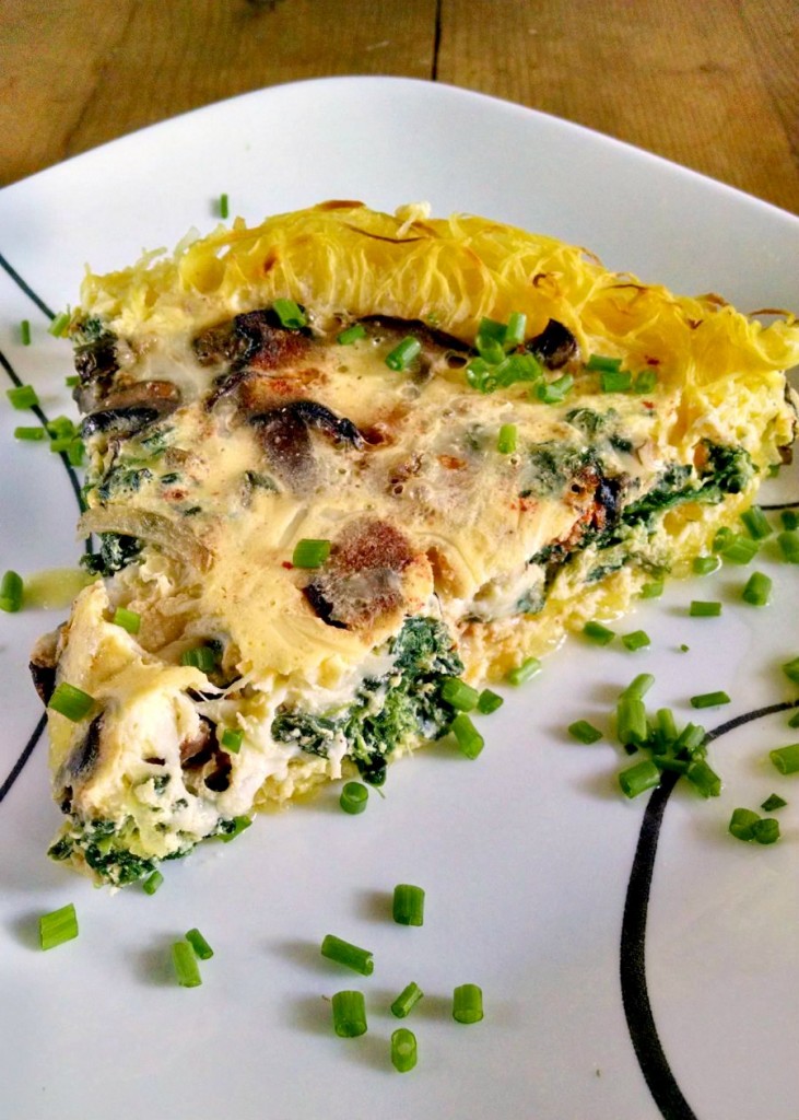 Using spaghetti squash as the crust makes a delicious and low-carb Spinach and Mushroom Quiche with Spaghetti Squash Crust. The texture and flavor of the squash enhances the spinach and mushroom flavors in this meal.