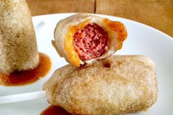 Arepas-wrapped baked corndog nuggets = fair food flavor without the fryer. 🌽🌭 Crispy, tender, and made for dipping. #OurFamilyTable #BakedCorndogNuggets #HomemadeSnacks #KidFriendlyEats #EasyBakingRecipes #FingerFoodFavorites #corndogupgrade #bakednuggets #fingerfood #EasyBiteSizedTreats