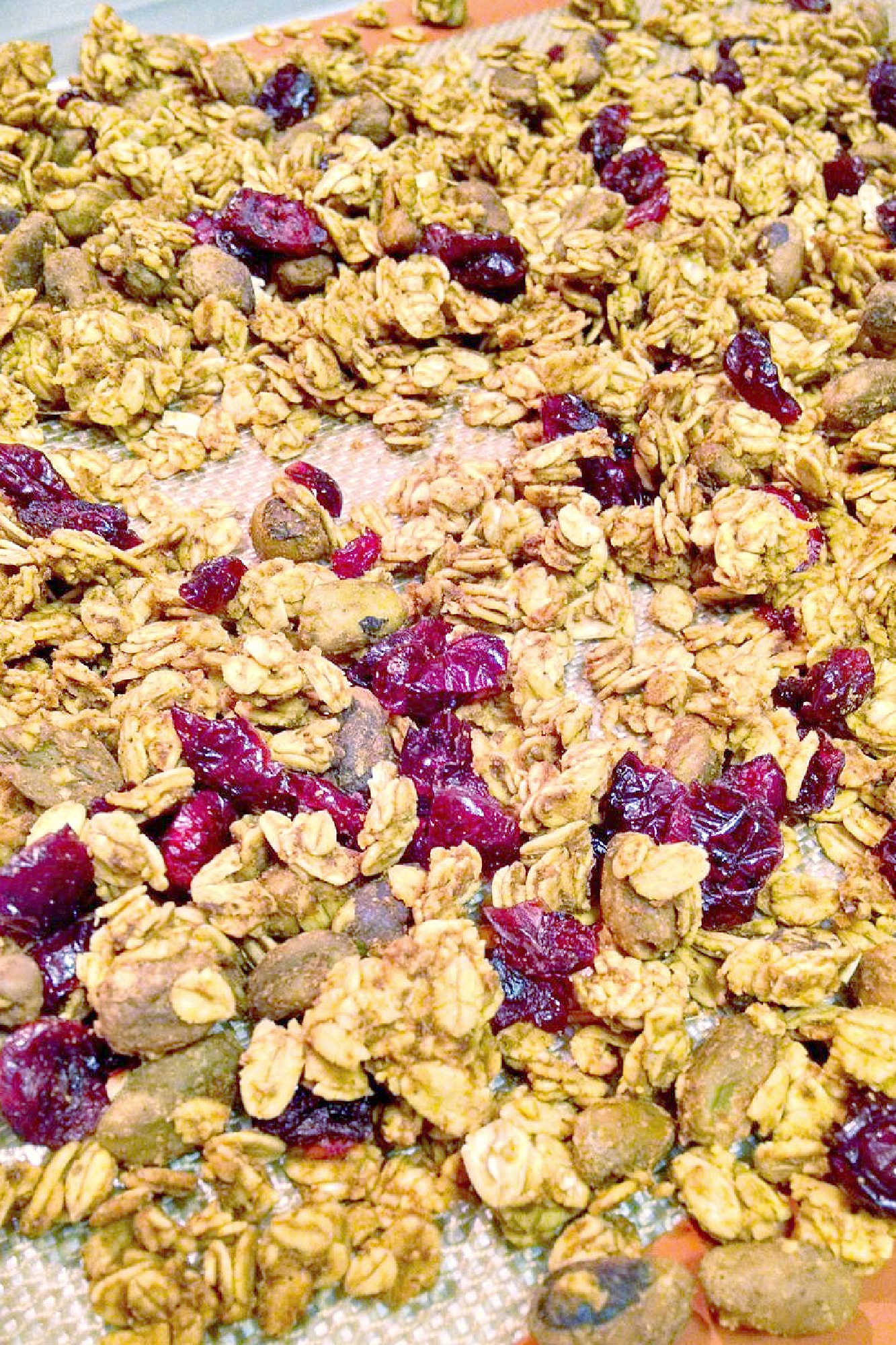 Pumpkin spice and everything nice, this Pumpkin Pistachio Granola is the perfect fall treat! Try it on top of yogurt or by itself for a delicious and healthy snack. #pumpkinpistachiogranola #fallflavors #healthybreakfast #veganrecipes #homemadegranola