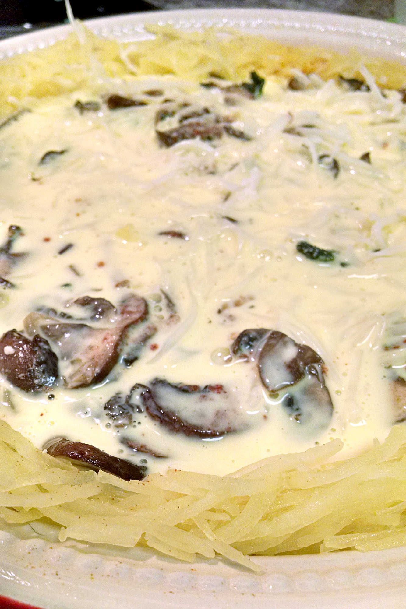 Get your veggies in with this tasty Spinach and Mushroom Quiche with Spaghetti Squash Crust! Perfect for lunch, dinner, or even breakfast! #squashcrust #spinachquiche #mushroomquiche #quicherecipe #Vegetarian #HealthyChoices #FoodBlogger #HealthyEats #VegetarianRecipes #SquashCrust #QuicheLovers #MushroomMadness