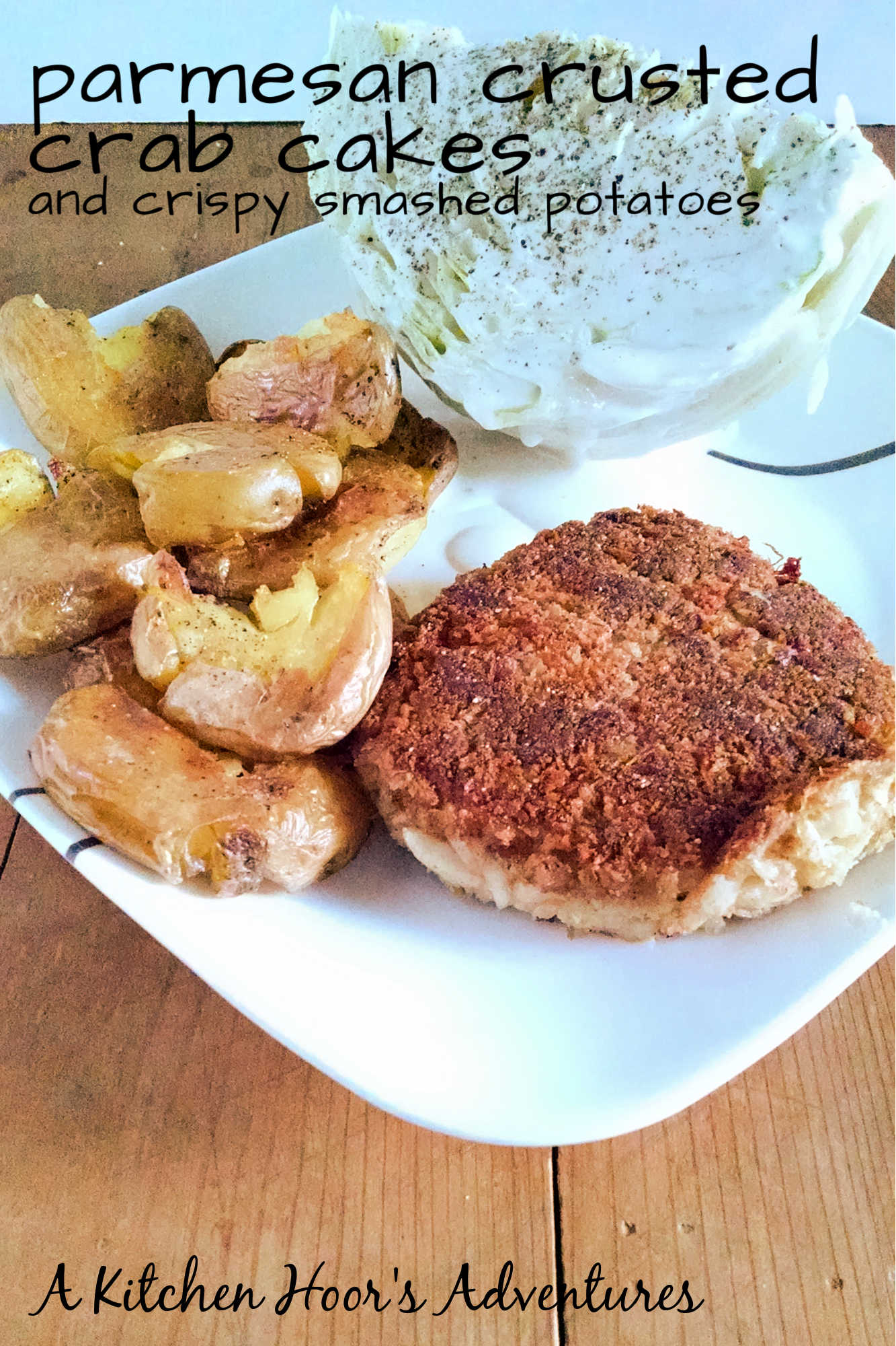 Satisfy your cravings with our Parmesan crusted crab cakes and crispy smashed potatoes. A perfect balance of flavors and textures that will transport your taste buds to a whole new level! #CrabCakes #ParmesanCrust #PotatoRecipes #SeafoodEats #FoodieFaves #foodadventures #crablove #potatogoals