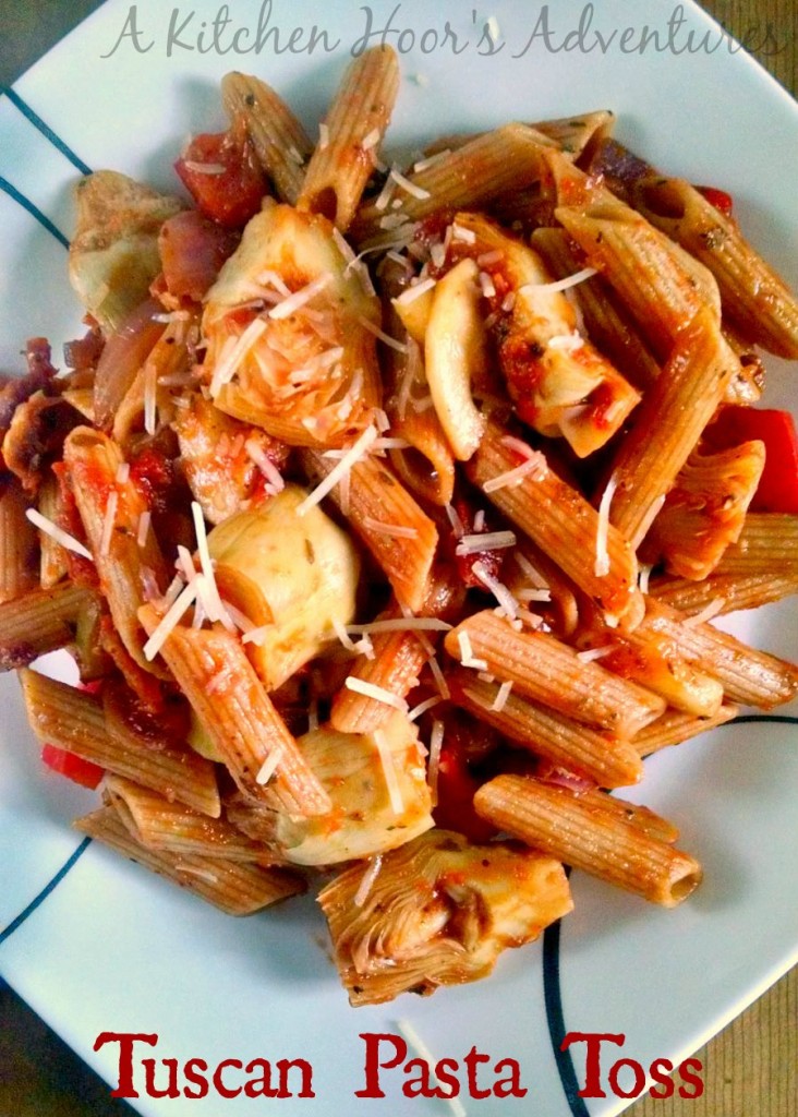 A Kitchen Hoor's Adventures | Tuscan Pasta Toss is delicious, hearty, healthy and can be easily whipped up for a delicious main or scrumptious lunch.
