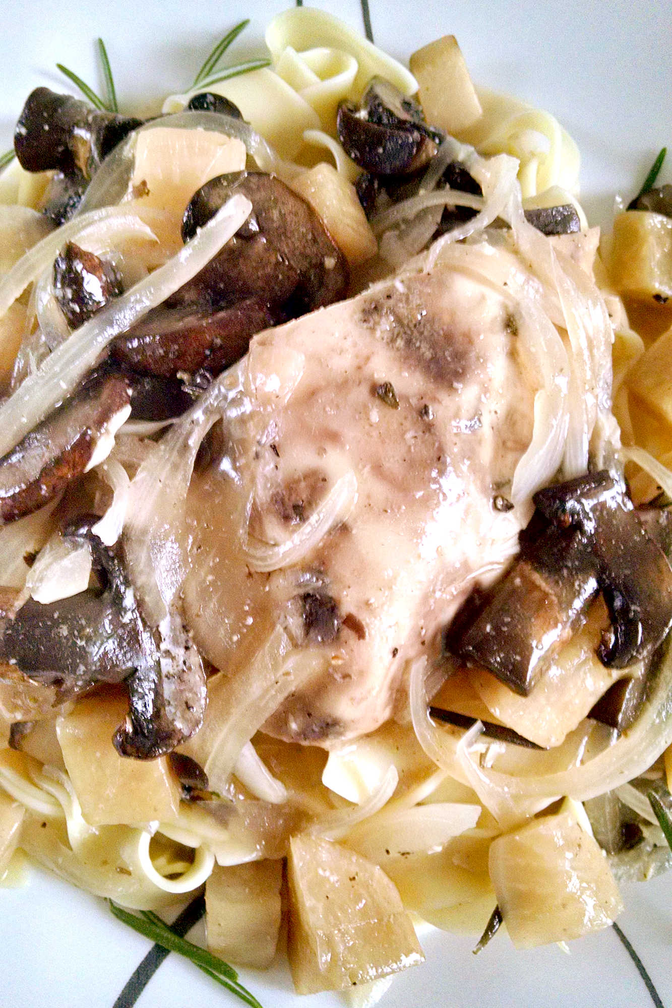 This hearty, slow cooked meal has turnips instead of potatoes. This root vegetable goes well with the earthy mushrooms and tender chicken in this Slow Cooker Chicken with Turnips and Mushrooms. #SlowCookerMonth
