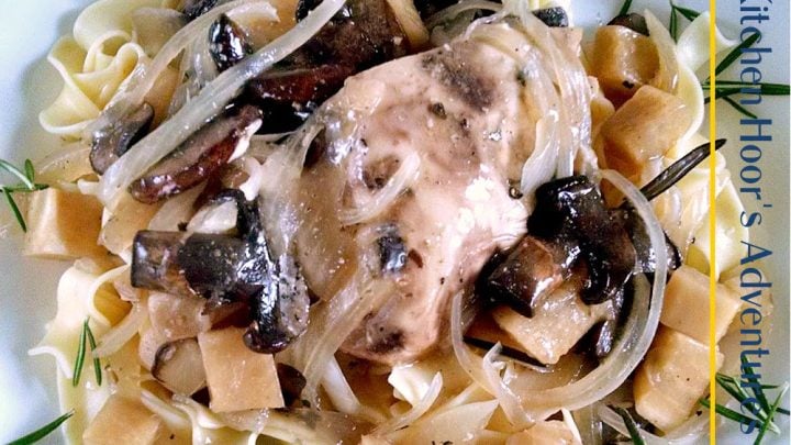 This hearty, slow cooked meal has turnips instead of potatoes. This root vegetable goes well with the earthy mushrooms and tender chicken in this Slow Cooker Chicken with Turnips and Mushrooms. #SlowCookerMonth
