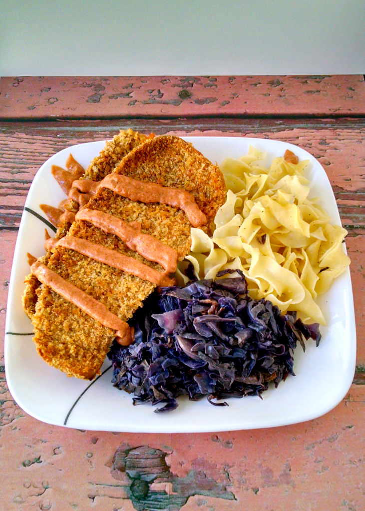 Eggplant Schnitzel - #WeekdaySupper Lightened up Meal - You won't miss the meat in this Eggplant Schnitzel. Toasting the panko really does the trick to make this crunchy, tasty and crazy delicious.