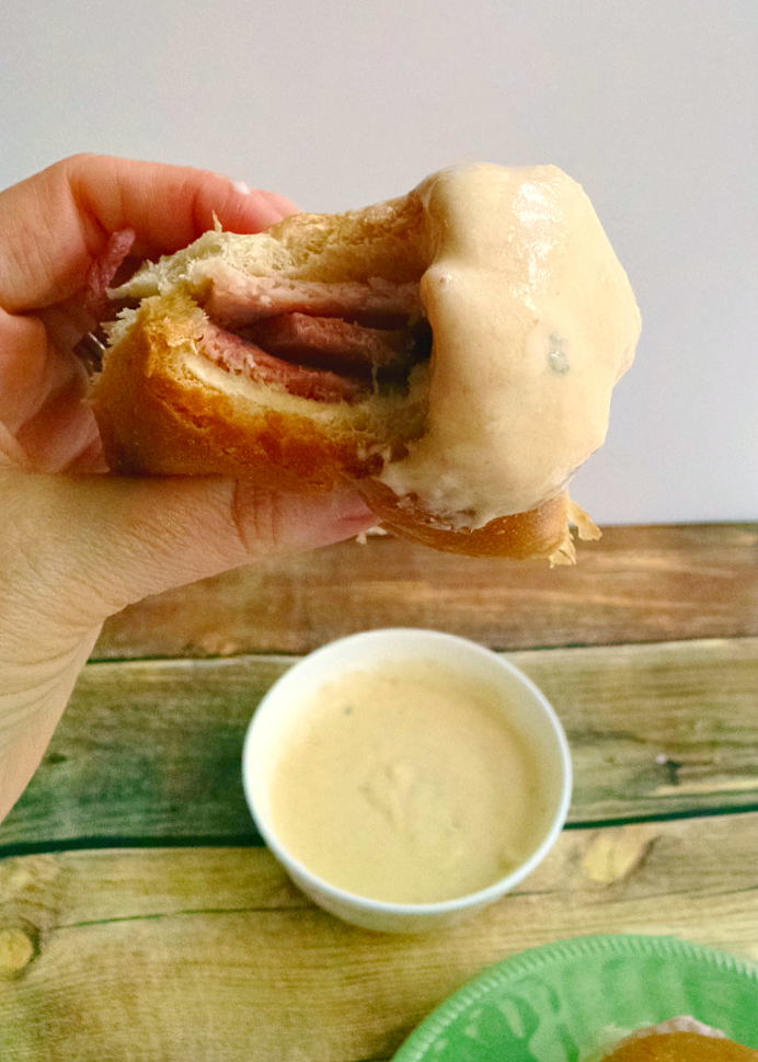 #SundaySupper Hot Brown Ham Sliders - I've mashed up the Kentucky hot brown with the Virginia ham biscuit and made these deliciously simple Hot Brown Ham Sliders.