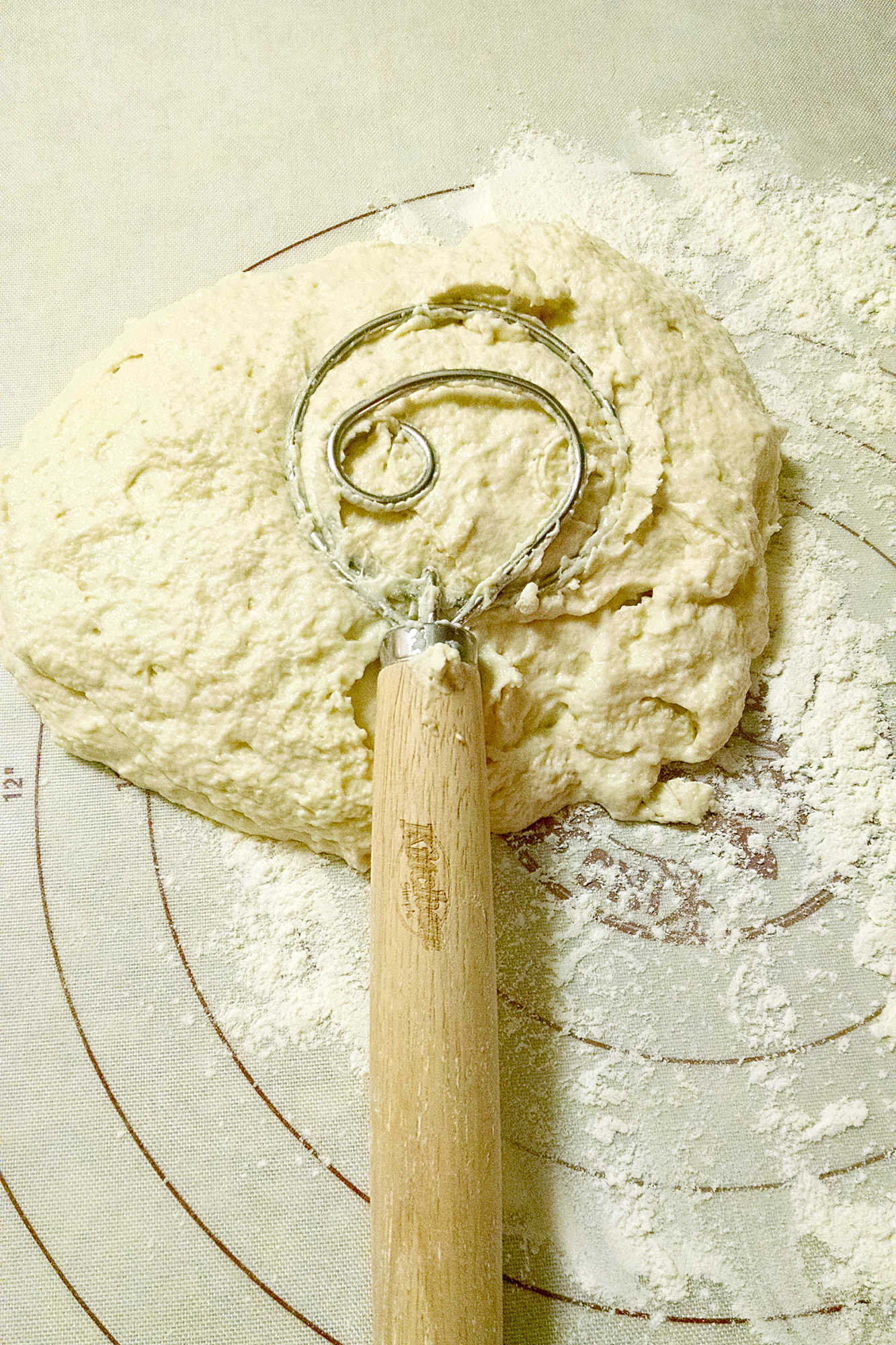As a bread lover, I've tried my fair share of dough mixing tools. But the Danish Dough Whisk takes the cake (or should I say, bread).  Say goodbye to messy hands and hello to perfectly mixed doughs!  #danishdoughwhisk #kitchenmusthaves #bakingtools #breadmaking #fromscratchkitchen