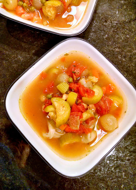 A Kitchen Hoor’s Adventures - Left over wonton skins are the reason for this Chicken Minestrone with Goat Cheese Dumplings.