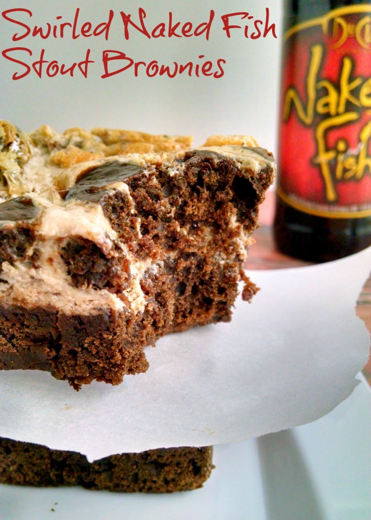 A Kitchen Hoor's Adventures | Swirled #NakedFish Stout Brownies @DuClawBrewing - Ditch the wine and drink beer this Valentine's Day!