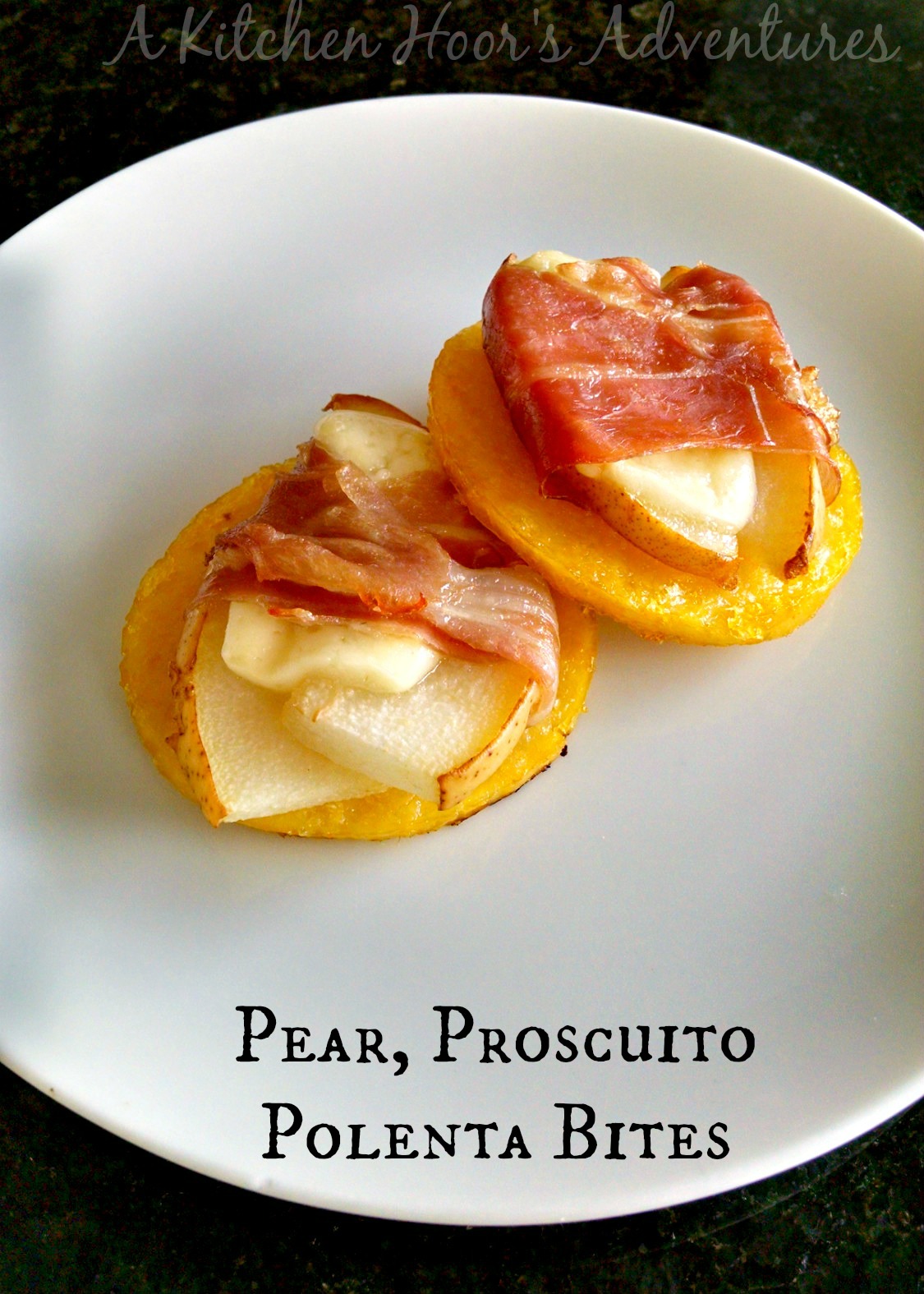 Pear, Proscuitto, Polenta Bites