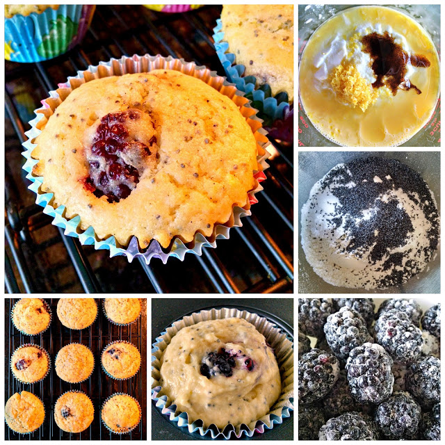 Spring and lemons just go together like peanut butter and jelly. In honor of Spring, I made these moist and light Lemon Blackberry Poppyseed Muffins  adapted from Tara's Multicultural Table.