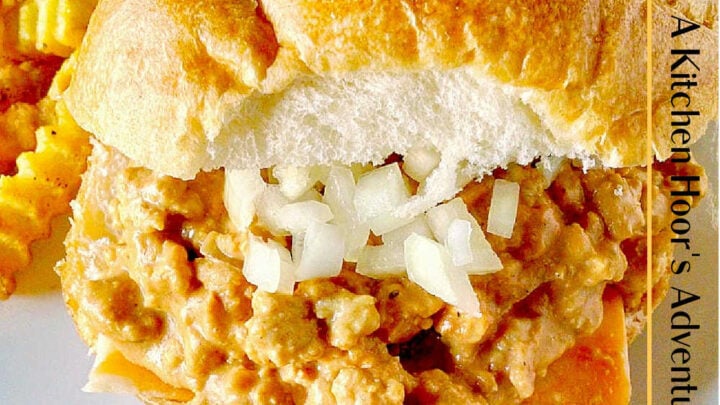 Extra lean ground chicken is simmered with a delicious burger flavored sauce in these Chicken Cheeseburger Sloppy Joes. Not only do they taste like a diner burger, but they’re quick, easy and a delicious weeknight meal kids of all ages will enjoy. #BurgerMonth2019 #BurgerMonth