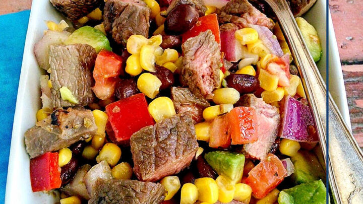 Spice up your dinner routine with a taste of Cuba! Try this Cuban Style Steak and Corn Salad for a delicious and refreshing salad twist. #CubanCuisine #SteakLovers #SummerSalad #GrilledGoodness #FoodieFaves #cubancuisine #summerfavorite #flavorfulcombo