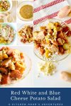 Forget the traditional mayo potato salad and try this irresistible Red White and Blue Cheese Potato Salad! It will satisfy your #FourthofJuly cravings with creamy potatoes and tangy blue cheese. #potatosalad #bluecheese #vinaigrette #nomayopotatosalad